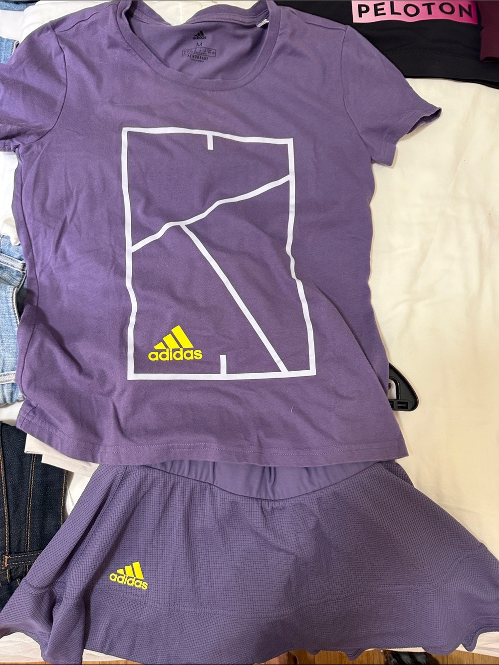 adidas Purple Tee and Skort Set with Yellow Logo